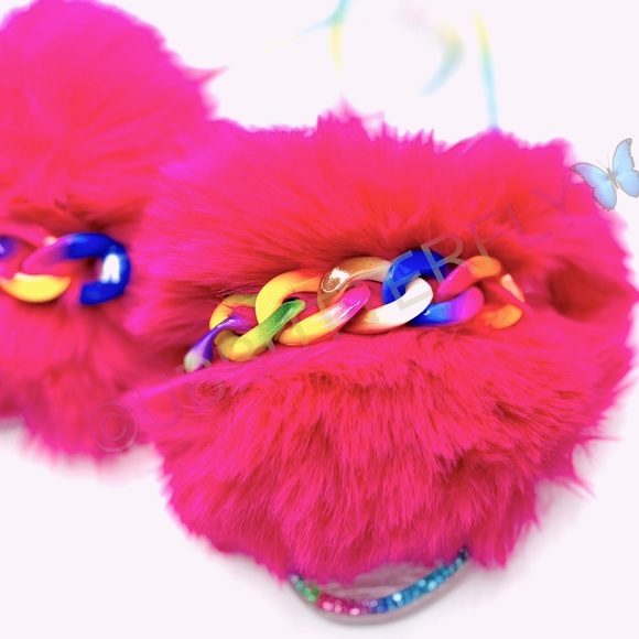🎀NEW ARRIVAL🎀 Hot Pink w/chain Jelly Slides - Picture 3 of 5